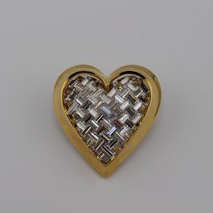 Nolan Miller Woven Baguette Heart Pin - Brooch